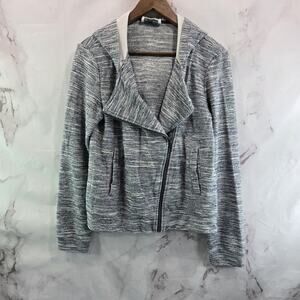 Saturday Sunday Hoodie Women Medium Blue Sweatshirt Full Zip Heathered Moto
